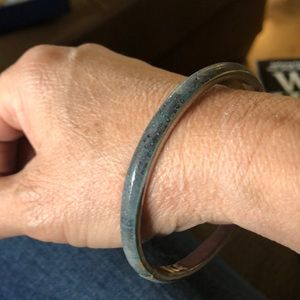 Bangle bracelet!  Blue stone inlay !